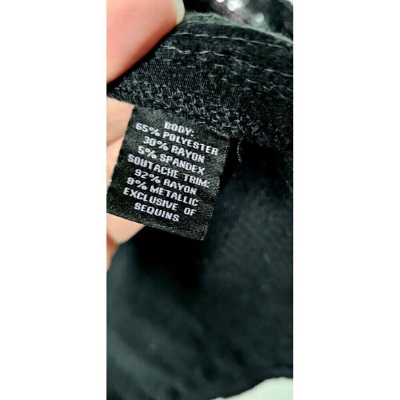 INVESTMENTS Petite Black Sequin Long Sleeve Open Front Women Cardigan Jacket (M) - Picture 5 of 5